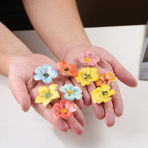 陶瓷手工花朵永生花工艺品小摆件