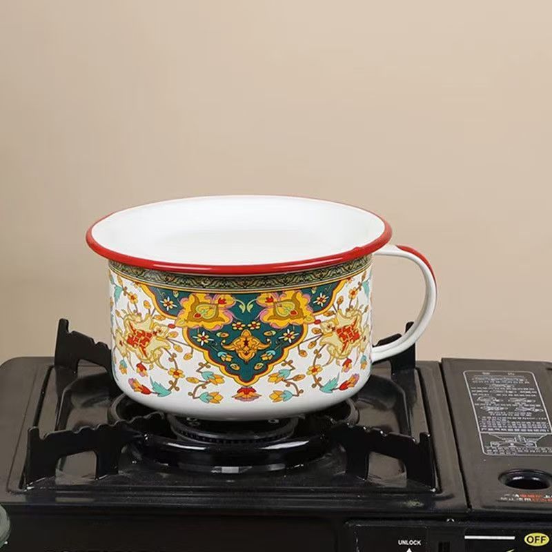 超大茶杯泡面碗搪瓷碗带盖大号老式快餐杯饭盒饭盆泡面碗学生食堂