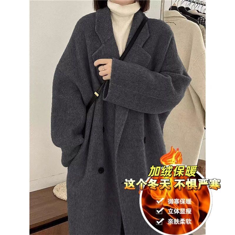 2025新款秋冬韩系百搭赫本风毛呢外套高级感小个子呢子大衣中长款
