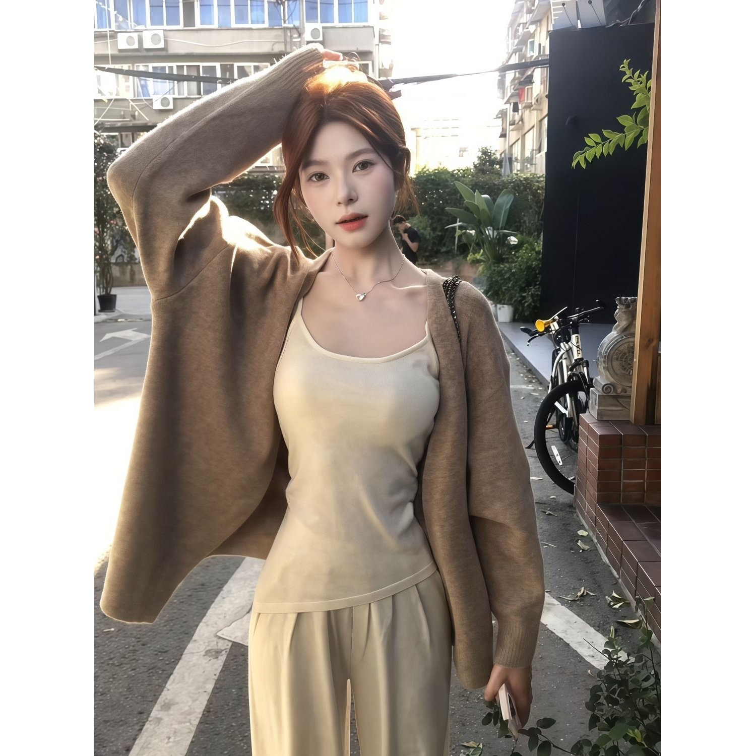 慵懒风气质INS风针织开衫女2025新款宽松显瘦简约上衣