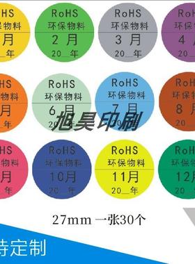 彩色圆形标签贴27mm物料月份贴纸数字分类标签不干胶