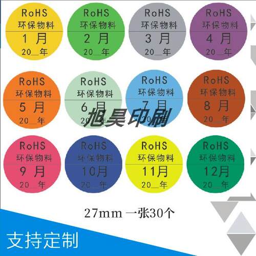 彩色圆形标签贴27mm物料月份贴纸数字分类标签不干胶