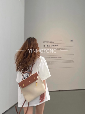 买手店vintage大容量双肩凯莉包中古小众托特帆布包高级质感夏天
