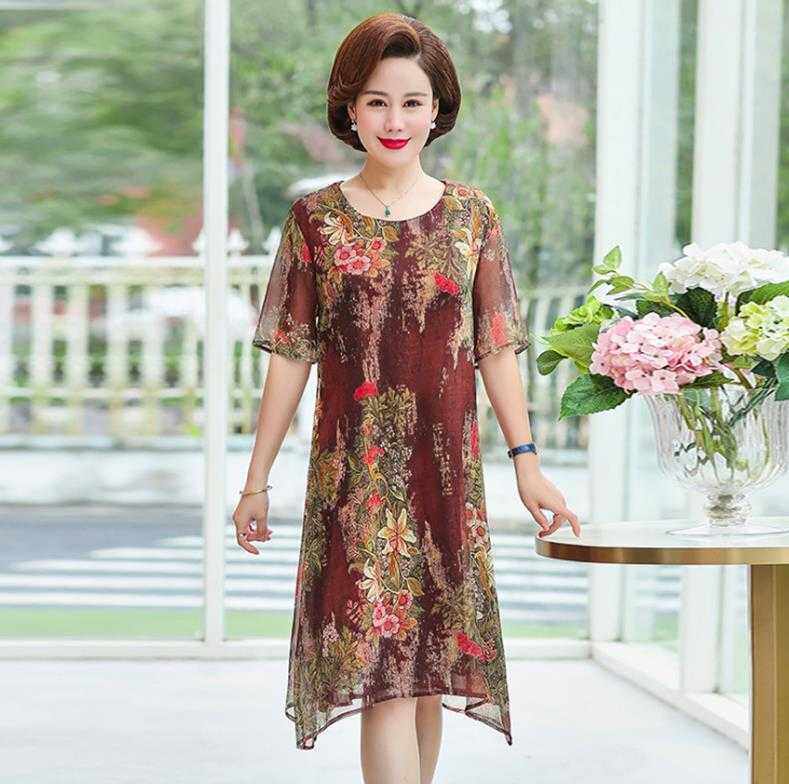 Middle-aged ladies 2019 new pattern Women's wear Floral skirt Large Women's wear skirt Summer wear Mom clothes Dress The fatin the Women's clothing/Boutique , Middle-aged women  category - from Buy2taobao.com to provide professional Taobao agent buy service
