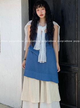 One purple|章若楠同款 夏季针织镂空吊带裙韩系叠穿显瘦连衣裙