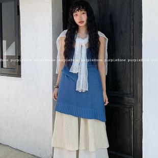 夏季 章若楠同款 针织镂空吊带裙韩系叠穿显瘦连衣裙 purple One