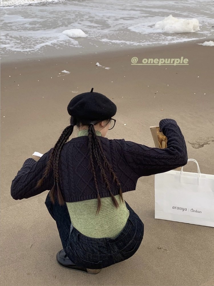 ONE PURPLE 加厚款 麻花圆领针织罩衫 冬季时髦感叠穿全靠它|msdalam kategori Butik wanita / wanita, sweater - dari Buy2taobao.com untuk memberikan perkhidmatan ejen Taobao profesional membeli