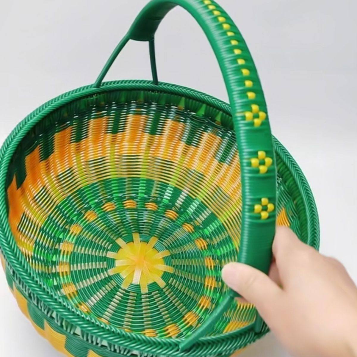 纯手工实心藤条编织圆篮水果蔬菜蓝定制菜篮子手提鸡蛋买菜手提篮