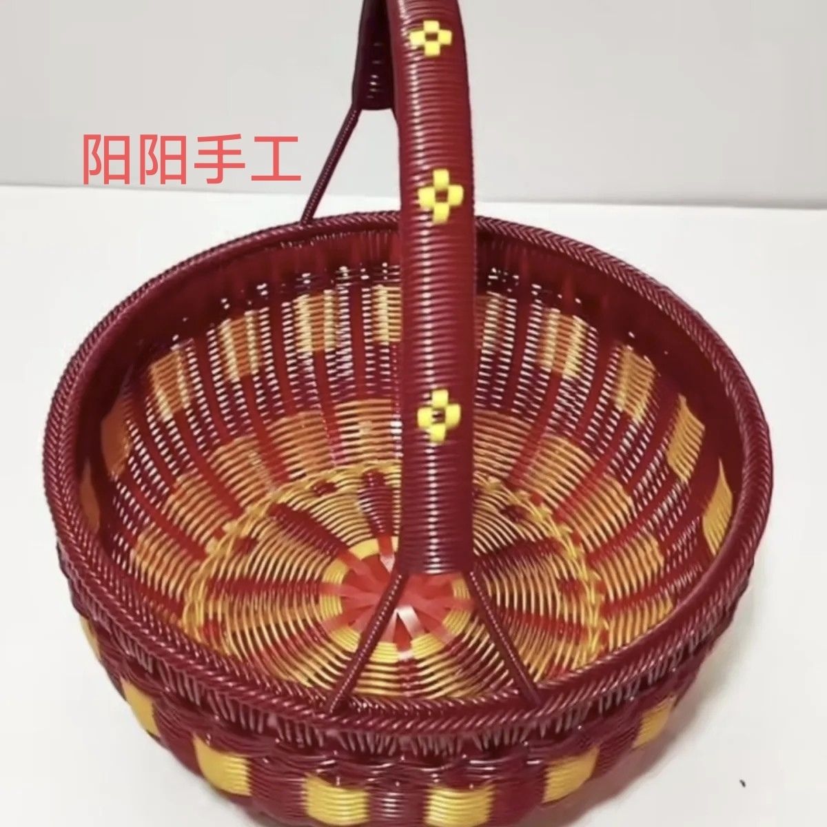 手工编制大号水果篮篮花生瓜子盘糖果盘网红果盘拜神专用手提篮子