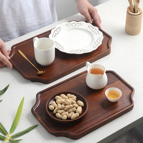 日式木质托盘长方形茶水杯收纳盘