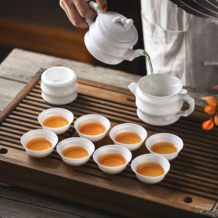 迈卡伦 中式 家用泡茶喝茶骨瓷茶壶白瓷茶杯茶洗简约功夫茶具套装
