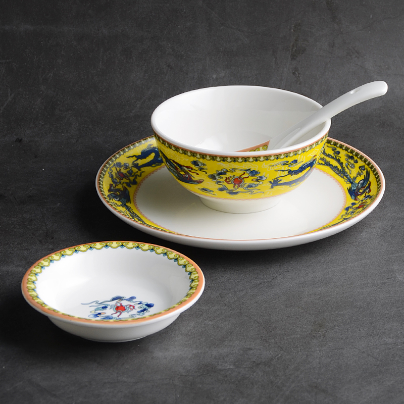 迈卡伦 中式摆台餐具骨碟味碟汤勺套装陶瓷圆盘饭碗汤碗分餐餐具