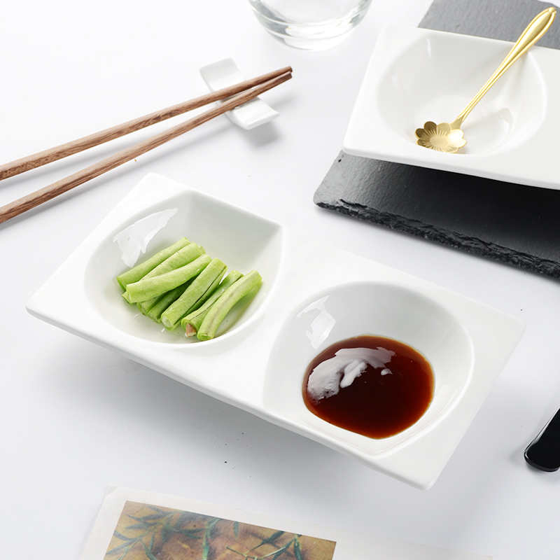 白瓷分格餐盘餐具日式点心两格