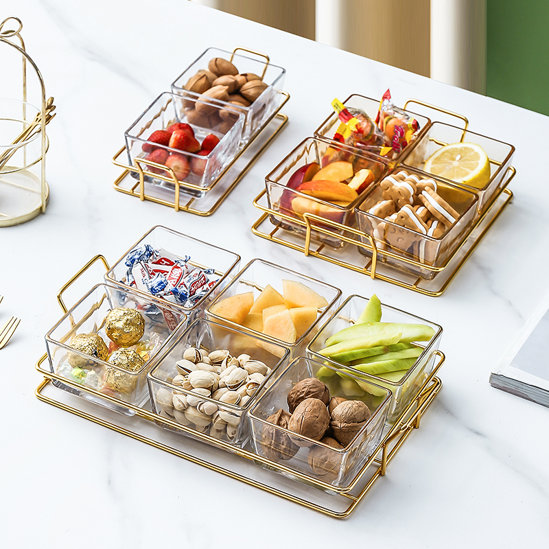 轻奢坚果盘玻璃分格商用酒吧客厅