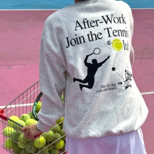 重磅厚实加绒 网球俱乐部 灰色宽松圆领卫衣男女 TTO Talktokey