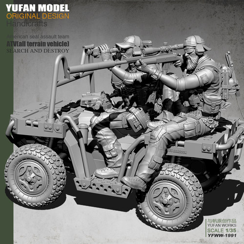 YUFan Model与帆原创1/35 US双狙人配地形车 树脂兵人 YFWW-1991
