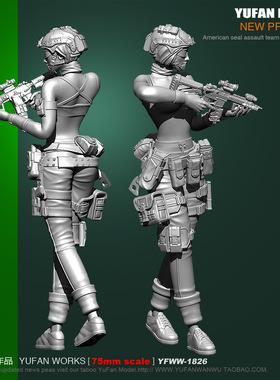YUFAN Model 75mm美军海豹突击队美女树脂兵人  YFWW-1826