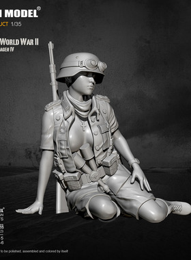 1/35 YUFAN原创 二战北非战区 女兵6号 树脂兵人 YFWW-2067-6