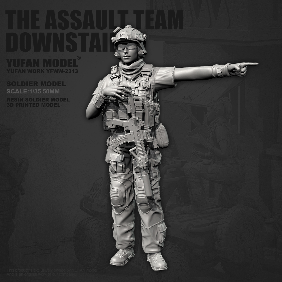 YUFAN原创 1/35树脂兵人 现代女兵楼下女突击队(3D) YFWW-2313/3D