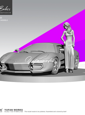 1/35 YUFAN原创 跑车宝贝-4  树脂手办 女兵人白模 YFWW-2109