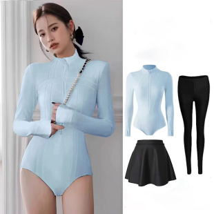 泳衣女连体长袖 遮肚显瘦防晒速干高领冲浪浮潜水母衣泡温泉潜水服