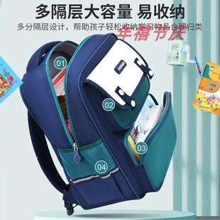 新潮学霸科学护脊书包轻盈减负透气耐磨防泼水面料分层校园双肩包