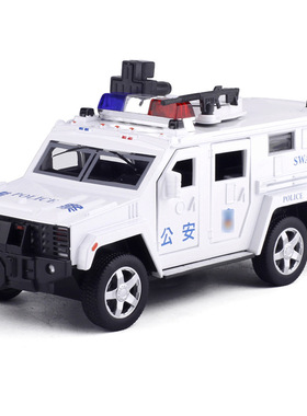 （散装）宝思仑合金车警车防爆车声光回力车模型儿童玩具66025