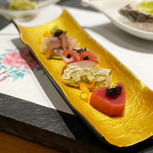 日式日本料理餐厅寿司刺身烤肉串金色陶瓷长条盘omakase餐具商用