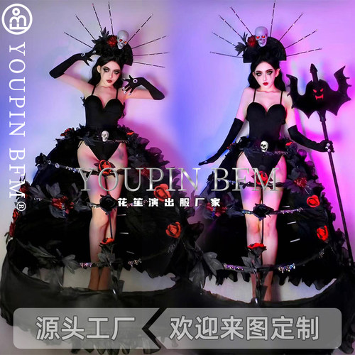 万圣节暗黑蝙蝠女巫蝙蝠夜店酒吧