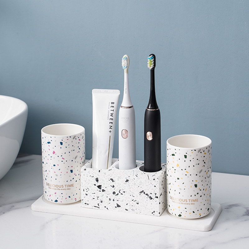 北欧风洗手台硅藻泥收纳漱口杯