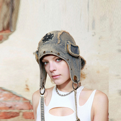 牛仔虎头包包帽时尚个性潮流