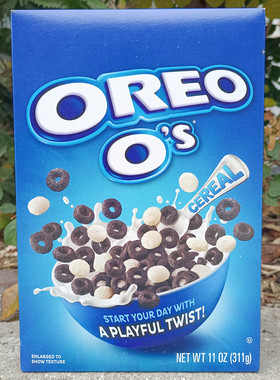 进口OREO O'S CEREAL宝氏post奥利奥风味谷物圈麦片即食冲饮
