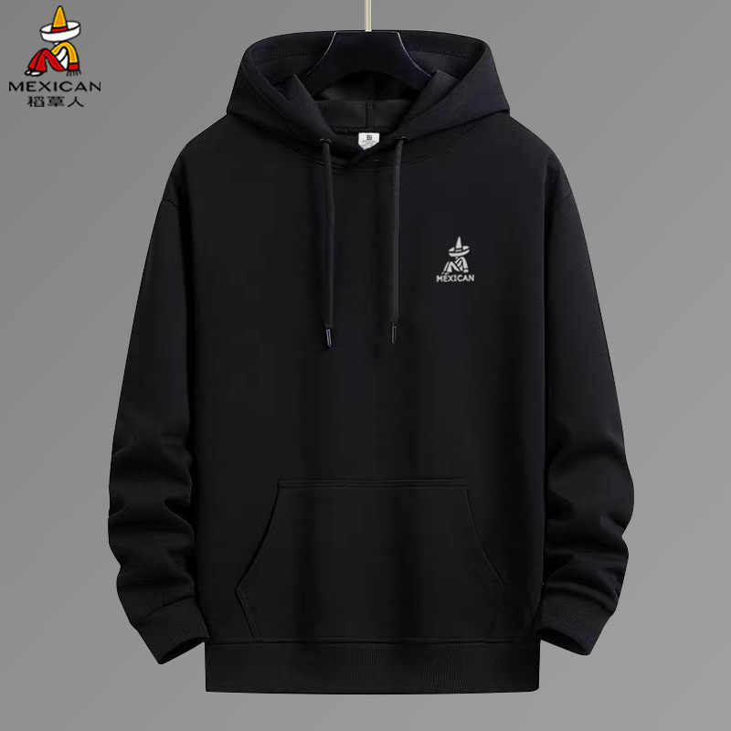 稻草人男士纯棉卫衣男连帽春秋季薄款2026新款秋季宽松带帽上衣男