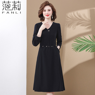 妈妈秋装连衣裙喜婆婆婚宴礼服
