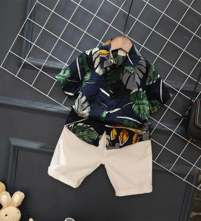 suit Boy Short sleeved 2017 new pattern Hawaii Leaf printing Children shirt Shorts Setin the Children/Baby/Family fitted , Set  category - from Buy2taobao.com to provide professional Taobao agent buy service