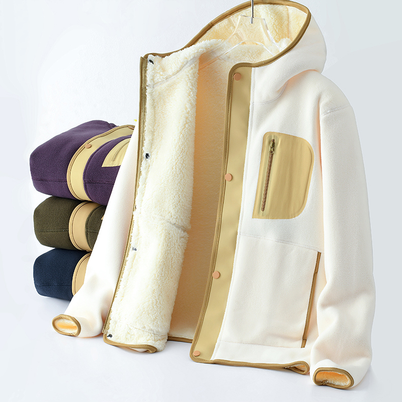 男士摇粒绒连帽外套加厚保暖