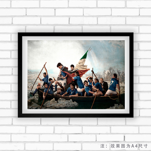 相框巴乔意大利世界杯海报油画实木照片球迷足球装饰墙桌摆件挂画