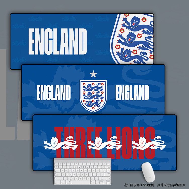 鼠标垫超大办公键盘桌足球迷用品英格兰国家队欧洲世界杯england