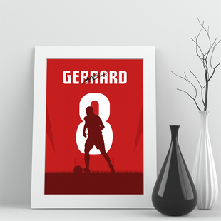 相框利物浦英超杰拉德gerrard海报实木照片挂摆剪影学生签名足球