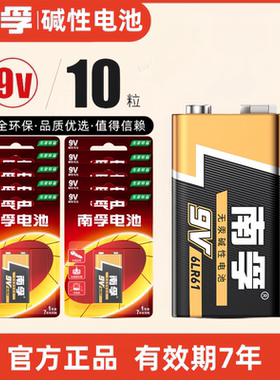 南孚9V碱性6LR61万用表烟雾报警器智能马桶玩具方形电池6F22通用