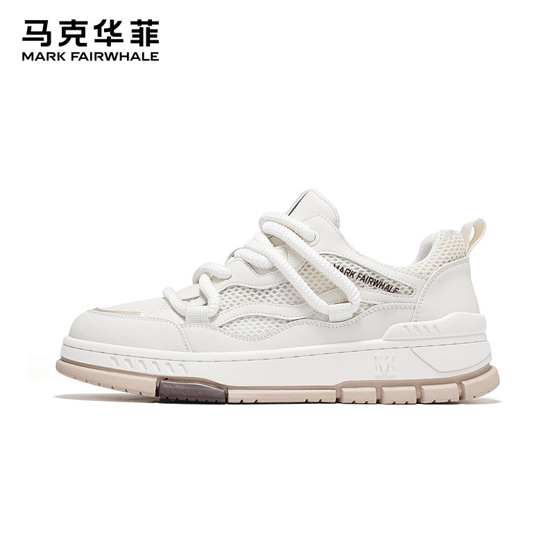 马克华菲男鞋秋季透气板鞋男2025新款网面休闲小白鞋男款运动鞋子