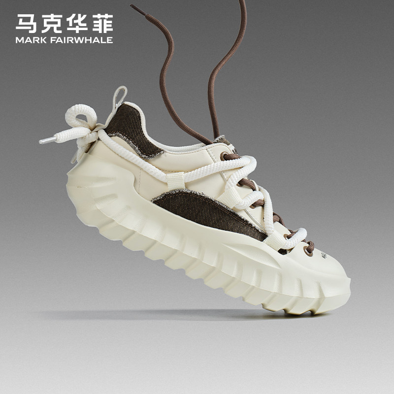 马克华菲厚底轮胎鞋男2025春季新款真皮男鞋潮牌百搭休闲运动鞋子,流行男鞋,时尚休闲鞋,淘宝优惠券,粉丝福利购,淘宝优惠卷