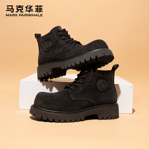 马克华菲复古休闲靴2025年冬季新款经典户外厚底增高帮男士马丁靴