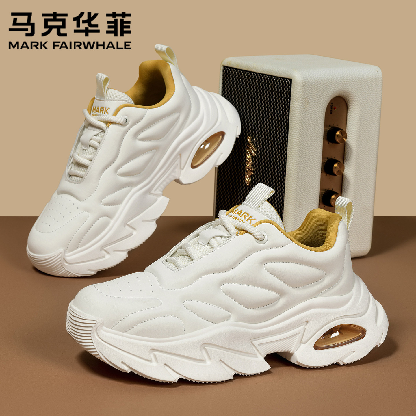 马克华菲时尚男鞋2025冬季新款潮流休闲鞋厚底减震舒适增高老爹鞋