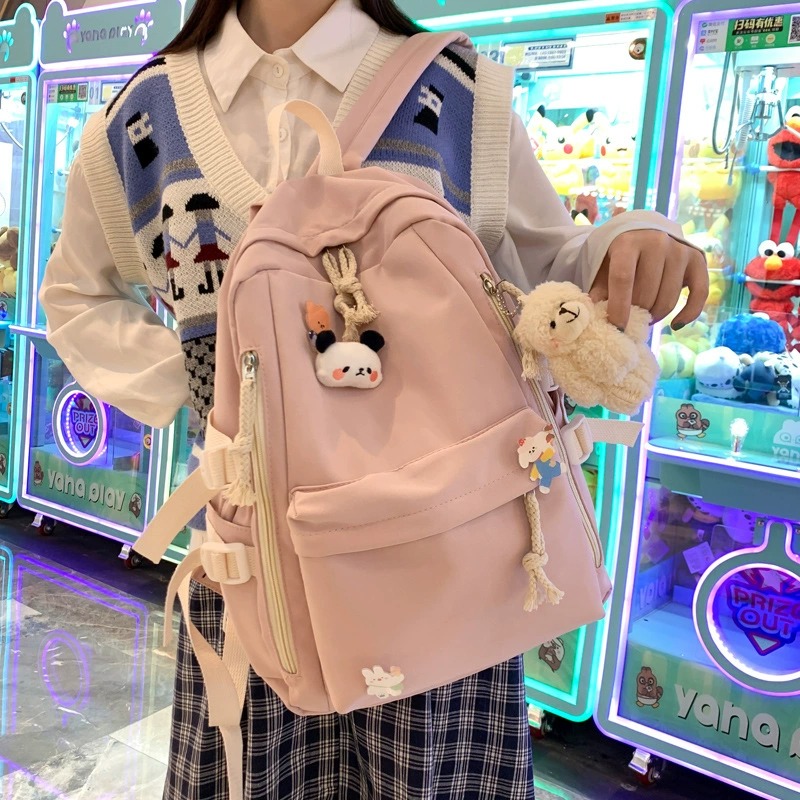 新款韩版原宿书包女初高中大学生背包ins风大容量简约可爱双肩包i