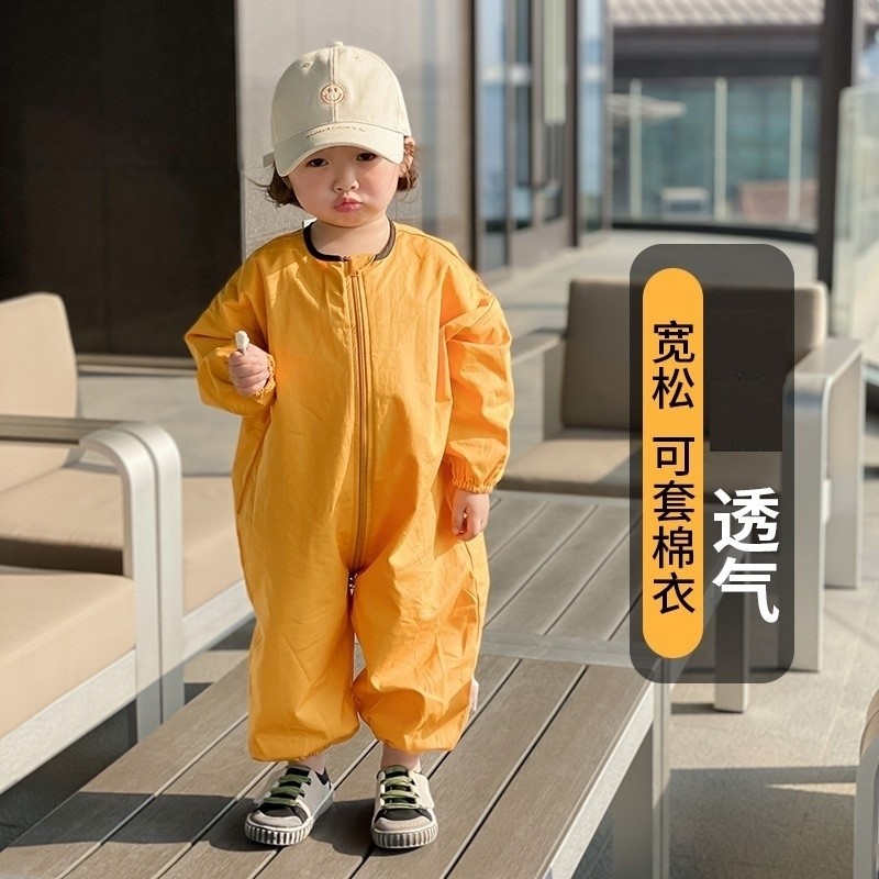 宝宝爬爬服户外婴儿爬行服连身衣服儿童外出纯棉罩衣防脏全身春秋