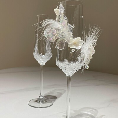 不氧化手工diy敬酒杯材料包结婚新婚礼物送朋友高级感婚礼香槟杯