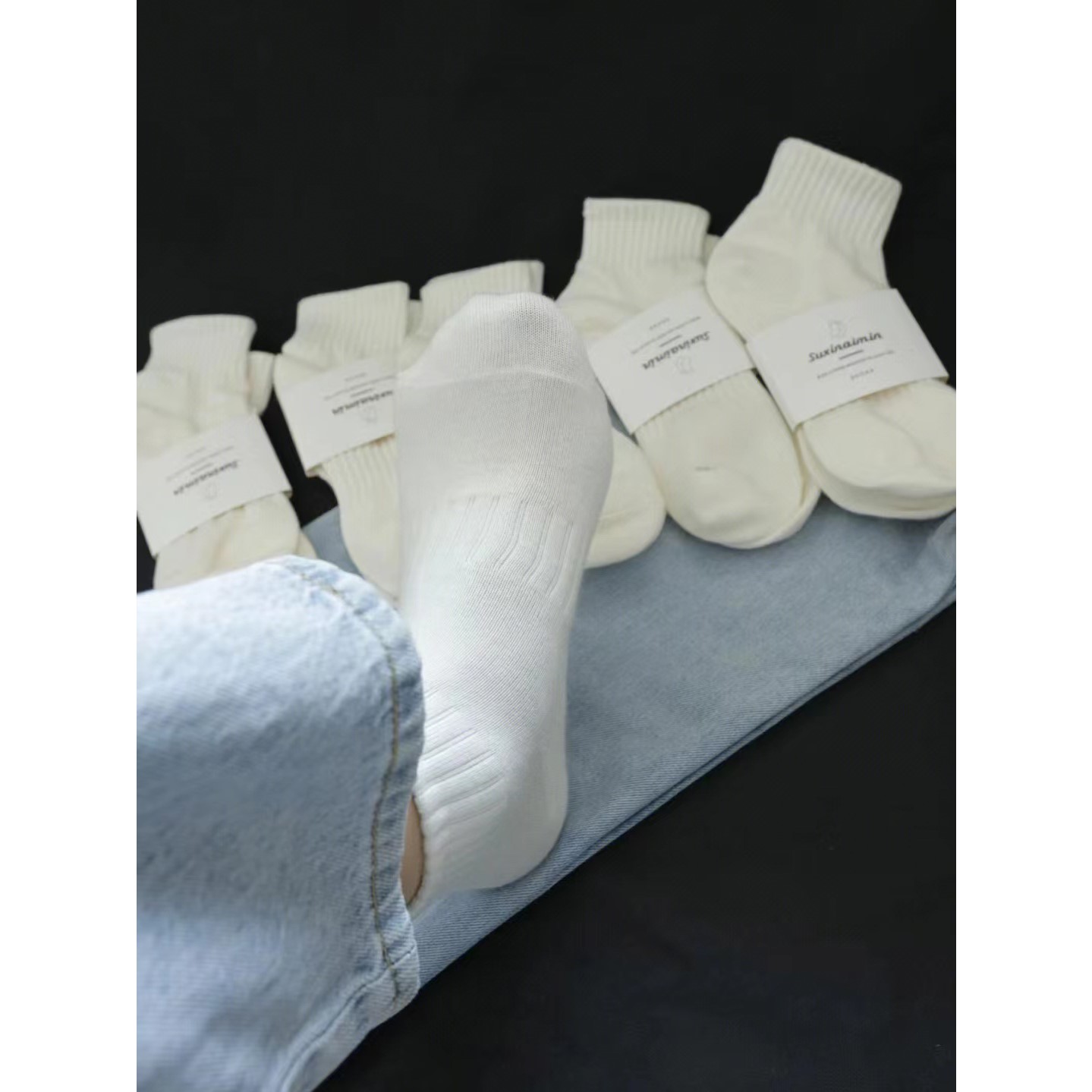 Suxi Socks白袜女运动短袜时尚高级感纯色袜子ins潮精梳棉学院风