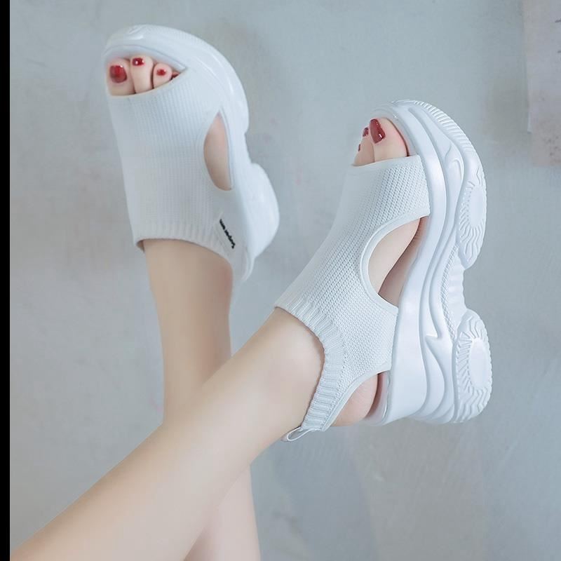 婚纱神器松糕鞋白色鞋子厚底凉鞋女2023夏季新款婚礼结婚专用增高