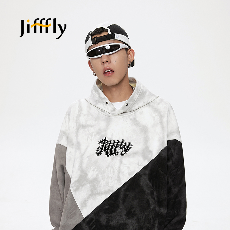 Jifffly加绒落肩宽松保暖卫衣